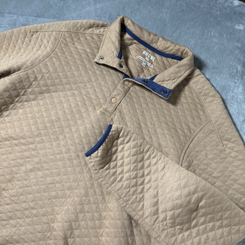 RHONE Tan and Blue Zip Up Sweater